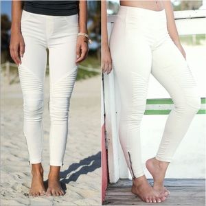 Stretch pull up moto ankle zippered jegging legging pant